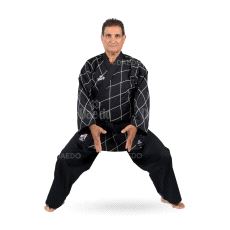 Hapkido uniform med hvite diamanter innbroderte, Sort, 180 c