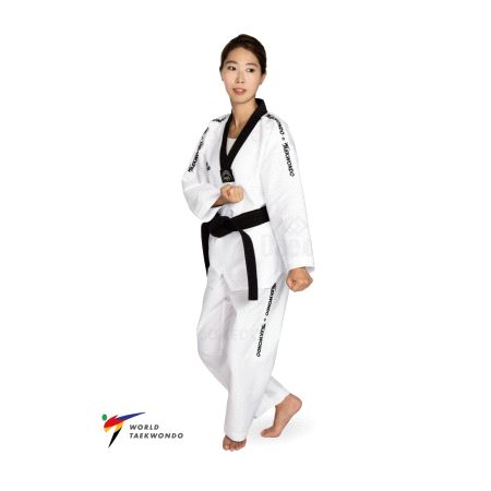 Hi-Tech Taekwondo Dobok, 210 cm, Sort krave